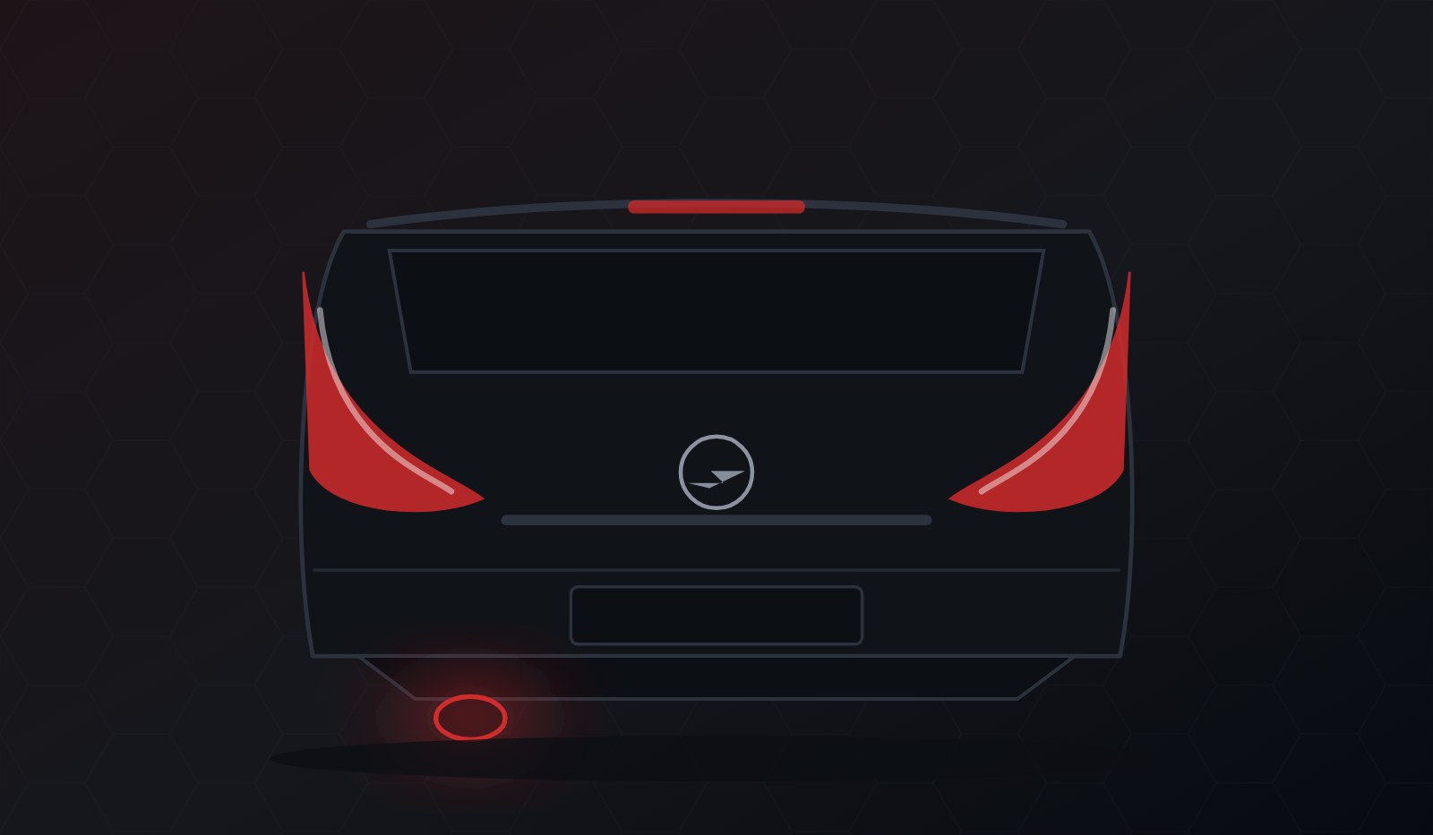 Наш рисунок: корма хэтчбека Opel Astra H с фонарями, уходящими вверх по боковине, и круглой эмблемой с молнией